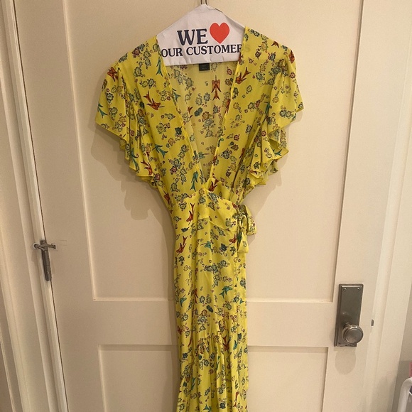 Jessie Western - Silk Wrap Dress - Yellow - Size S - Picture 2 of 4